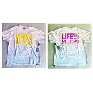 Lifes A Beach Shirt Men S Ombre Purple Blue Graphic Cotton Crewneck